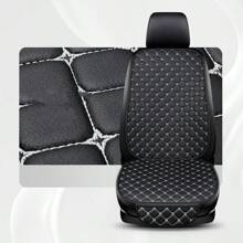 2 件通用舒适皮革汽车座椅垫 - 四季防滑，星形缝线前座 + 靠背 - 坐墊+靠背 - 查看 13