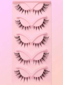 Pestañas de ojo de gato, 5 pares de pestañas postizas de ojo de zorro de pelo sintético mink, pestañas postizas esponjosas, pestañas postizas de aspecto natural para extensión de pestañas y maquillaje