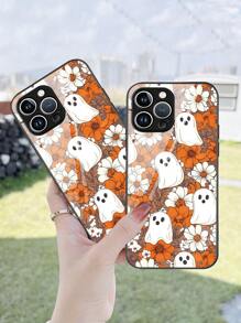 Halloween 1pc HD Glass Smartphone Case Compatible With Apple And Samsung Models