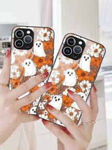 Halloween 1pc HD Glass Smartphone Case Compatible With Apple And Samsung Models