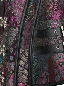 蒸汽朋克紧身胸衣哥特式骨架紧身胸衣上衣，背部系带，宫廷朋克风格塑身衣，适合化妆舞会角色扮演 - 彩色 - 查看 5