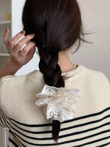 topshiny Set de 2 coleteros de encaje francés vintage, accesorios para el cabello dulces y suaves para mujeres y niñas, adecuados para peinados diarios, Día de los Enamorados, lazos para el cabello