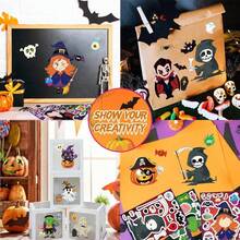 8 件贴纸 - 南瓜、骷髅、蜘蛛设计拼图贴纸、DIY 贴纸、派对用品 - 彩色 - 查看 5