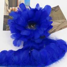 1m/pieza Cinta de tela con plumas de colores y flecos para manualidades DIY, ropa, maquillaje, fiesta, decoración de boda