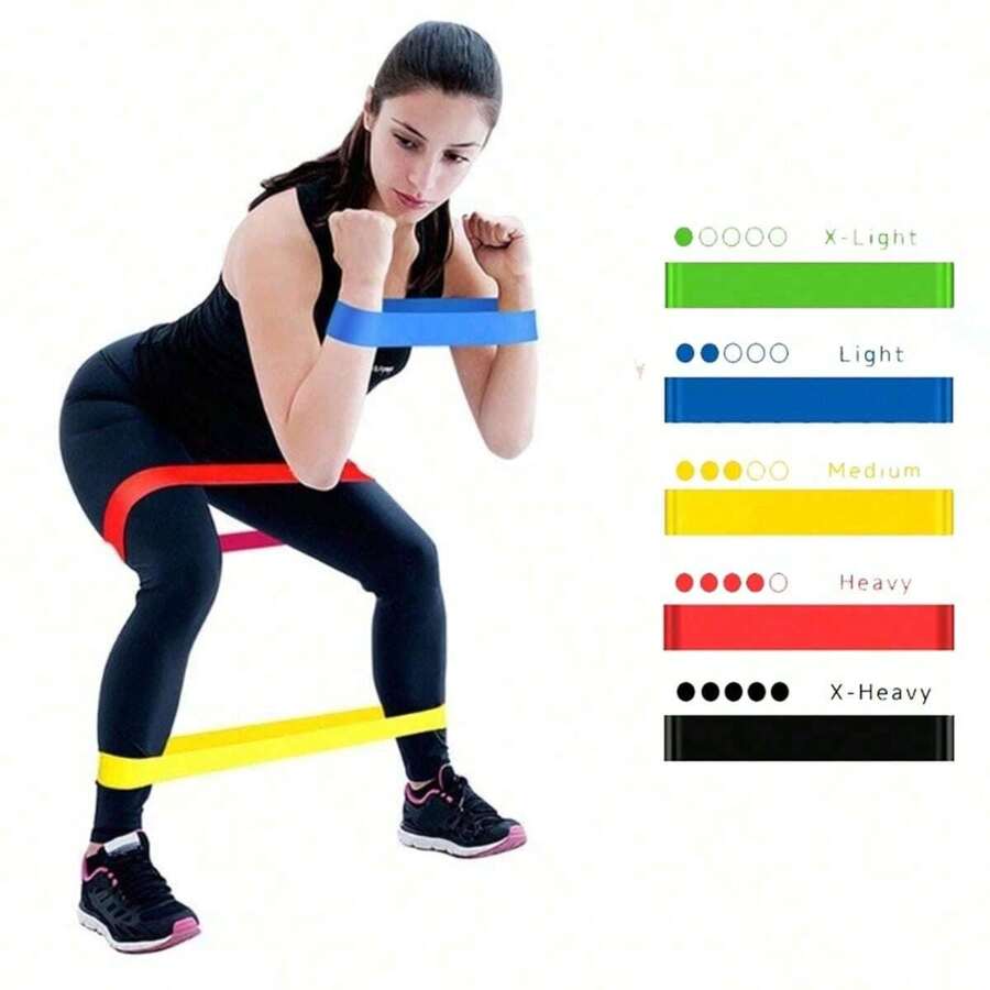 Kit Of 5 Elastic Bands For Multifunctional Yoga Exercises Physiotherapy And Training - 5 Colors - View 1
