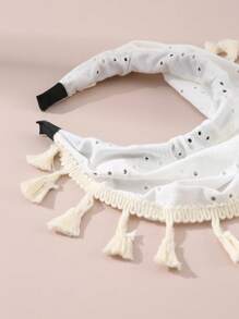 1pc Women's Bohemian Style Hollow Out Fringed White Headband, Suitable For Vacation,Hairband,Hair Hoop Headbands Hair Accessories