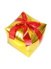 1Set 24inch 4D Cube Christmas Ribbon Gift Box Balloons Christmas Balloon New Year 2025 Christmas Decorations Party Decorate Christmas 2025, Christmas - Multicolor - View 5