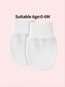 8 Cặp Găng Tay Chống Trầy Xước Cho Trẻ Sơ Sinh Từ 0-6 Tháng Tuổi, Màu Trắng Có Viền Tương Phản, Phụ Kiện Giữ Ấm Cho Trẻ Sơ Sinh Đeo Hàng Ngày - trắng - Xem 3