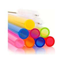 8pcs Reusable Straws, Smoothie Straws - Multicolored Extra Large Reusable Straws, Plastic Straws For Bubble Tea, Milkshakes, With 2 Brushes, Suitable For Restaurants, Cafes, Kitchen, Christmas Gift,School Supplies