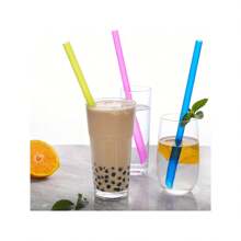 8pcs Reusable Straws, Smoothie Straws - Multicolored Extra Large Reusable Straws, Plastic Straws For Bubble Tea, Milkshakes, With 2 Brushes, Suitable For Restaurants, Cafes, Kitchen, Christmas Gift,School Supplies