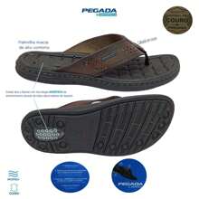 Pegada Men's Flip Flops In Amortech Aniline Leather - 摩卡棕 - 查看 6