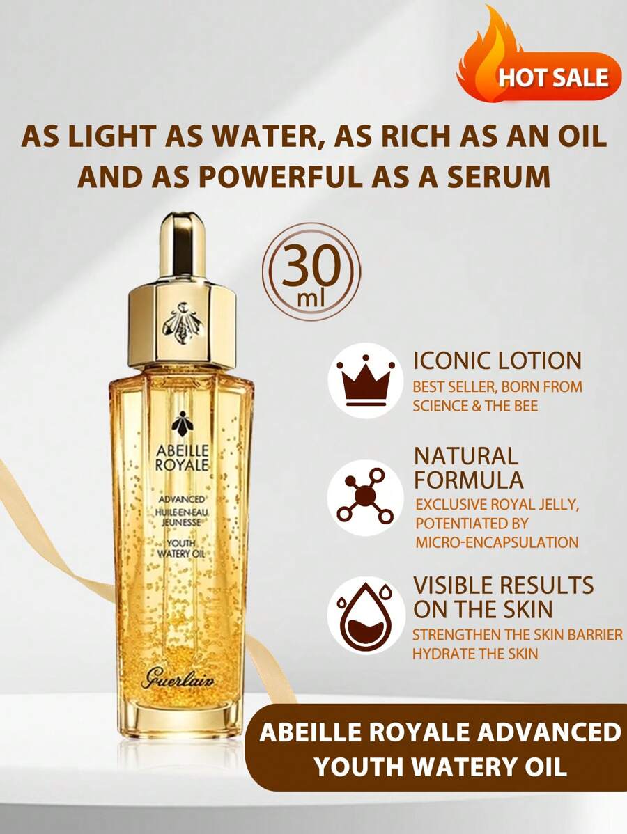 Guerlain 95%天然滋养面部精华油,30毫升。一款三效合一的多功能面部精华油,质地独特——轻盈如水,滋润如油,高效如精华。升级配方蕴含4种来自天然保护区的珍贵蜂蜜萃取物,瞬间吸收,肌肤修护力提升9倍,令肌肤焕发光彩,水润饱满。蜂产品是其关键成分。 - 30ml - New - 查看 1