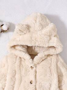 MommBaby Pelele con capucha de felpa para bebé niña Mommbabay, diseño de orejas de conejo de manga larga, conjunto de invierno para bebé
