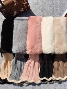 1pc Women's Knitted Fluffy Neck Warmer With Ruching Design, Suitable For Daily Winter Protection - Multicolor - View 5