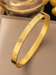 1pc/2pcs/3pcs Stainless Steel Bracelet For Men And Women Four Seasons Personalized Design Heart Zirconia Bracelet Jewelry Accessories Gifts,Jewelry Gold Jewelry Jewelry Women Bracelets Accessories Women Stainless Steel Jewelry Bracelets For Women Western Jewelry Four-Leaf Clover Bracelet, Titanium Steel, Not Easy To Fade, Stainless Steel Jewelry, Gold Bracelet, Love Bracelet, Transfer Bracelet