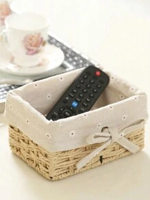 1pc/3pcs Woven Desktop Storage Basket, Suitable For Snacks, Cosmetics, Toys And Other Household Fabric Multi-Functional Storage Box, Applicable To Coffee Table Or Key Basket, Home Decor Storage, Wardrobe Clothing Organization Basket, Holiday Decoration Gift Storage, Ideal Gift Basket