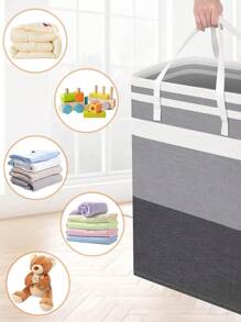 1 件 75L/100L 便携式可折叠洗衣篮带手柄，用于存放衣服/玩具，适用于家庭、宿舍、自助洗衣店正装裤子鞋子牛仔裤靴子裙子洗衣篮，洗衣篮浴室收纳篮，篮子，储物篮，可折叠洗衣篮 - 灰色 - 查看 8