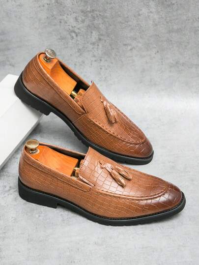 Tassel Design Men's Slip-On Formal Shoes, British Style, Business/Casual Wear, Suitable For Business Banquet, Wedding, Leisure