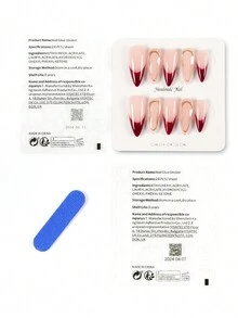 10 件手工制作按压式假指甲闪亮可穿戴长杏仁形假指甲 - 紅色 - 查看 5