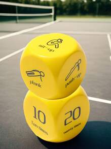 2pcs Fitness Dice - Exercise Dice (6 Sides) - Game For Group Fitness And Workout Classes - Includes Pushups, Squats, Crunches, Jumping Jacks, Burpees And Wildcard (Portable Bag) Gym Accessories