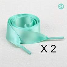 1 对奢华双面涤纶缎带鞋带，光泽、宽、扁平，表面缎面，耐用涤纶宽鞋带，非常适合时尚运动鞋、溜冰鞋、靴子和休闲鞋，表面色彩鲜艳，如丝绸般，设计易于使用，120 厘米（约 47.24 英寸）夏季日常穿着 - 彩色 - 查看 27