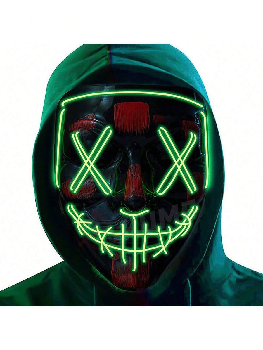 The Purge Mask With LED Light Halloween The Purge Colors Quality - Green - View 1