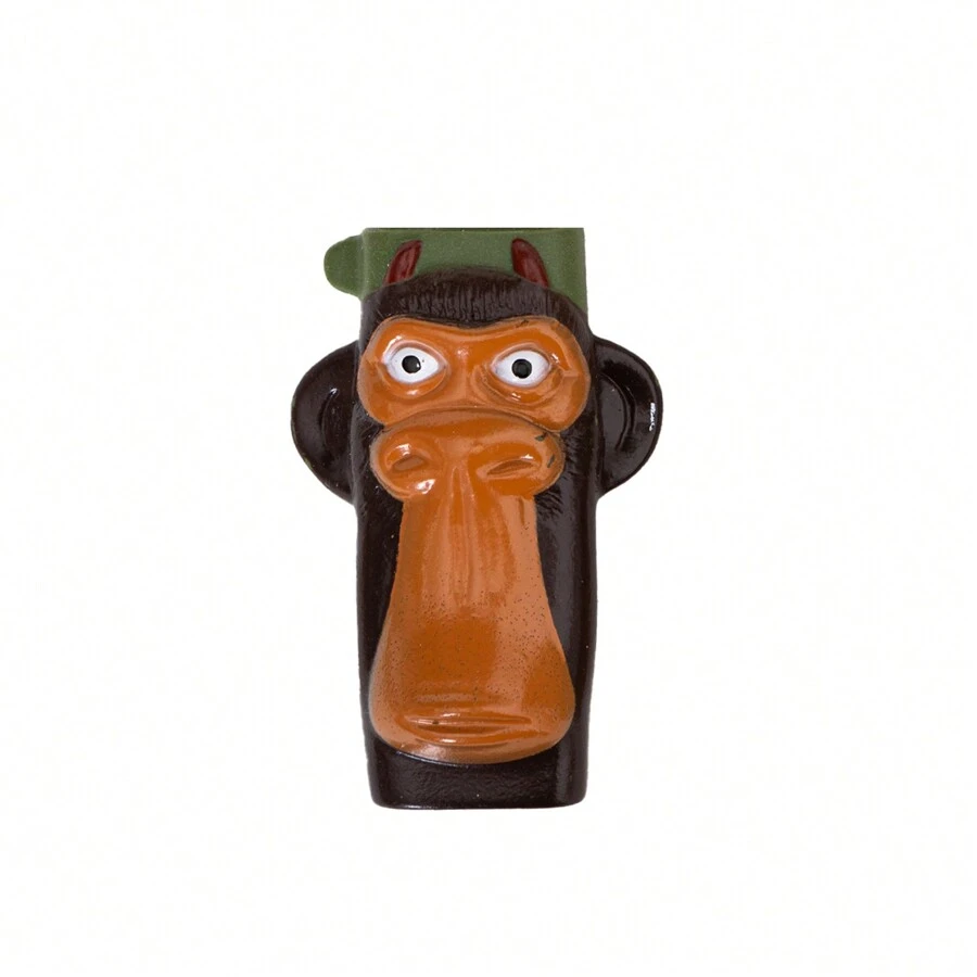 1 pieza, Funda novedosa para encendedor, Soporte único para encendedores, Material de PVC, Cubierta linda para encendedores compatible con BIC J9 J3, Gran regalo para hombres (Gorila) - gorila marrón - Ver 1