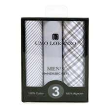 3 Piece Set Men's Boxed Fancy Cotton Handkerchiefs