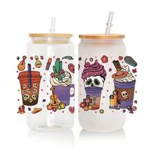 1 Folha de adesivo de transferência UV de design de bebidas fofas de Halloween, À prova d'água 3D DTF com relevo de cristal, para embrulho de copo de 16OZ, adesivo de parede, decoração de esfregão, material de scrapbook de alta qualidade, protetor solar para decoração DIY de copos, laptop, casos de telefone, geladeira, computador, garrafa de água, caderno, computador, mesa, artesanato, adesivo, material de - Multicolorido - Visão 5