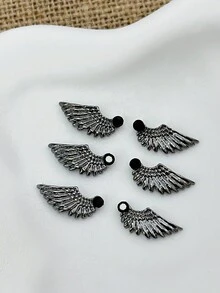 2 phụ kiện trang trí móng tay hình cánh thiên thần phong cách tối cổ điển, phụ kiện làm móng bằng pha lê hợp kim màu đen - màu đen - Xem 2