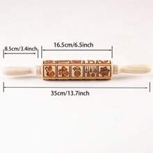 1pc 13.7" Wooden Embossed Rolling Pin With 20 Square Christmas Pattern, Deeply Laser Engraved Wooden Roller, Cookie Stamp Tool For Baking, Pottery, Christmas Santa Claus Bell Rolling Pin Gift, Kitchen Baking Tool Christmas Decorations Christmas Decor Christmas Gifts Christmas Party Supplies Christmas Christmas Decorations Christmas Pajamas Christmas Gifts Christmas Decor