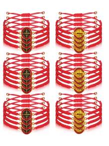 24 Stücke San Benito Armband, handgemachtes rotes schwarzes Knoten Armband, verstellbares Medaillon Armband, Glück geflochtenes Armband, Benediktinische Gelassenheit Segen Freundschaft Armband Geschenk für Mütter Frauen Männer