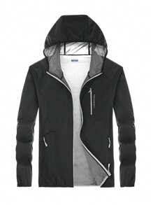 Men's Lightweight Sun-Protective Hooded Skin Jacket For Outdoor Fishing, Quick Dry & UV Resistant - Black - View 1