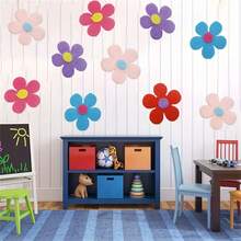 100 Handmade Felt Flowers For DIY Crafts And Classroom Decorations - Brightly Colored Tree/Flower Stickers And Cloth Flowers - Multicolor - View 3