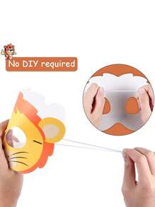 15 件派对礼品动物纸质面具丛林动物面具野生动物主题生日派对礼品服装装扮派对用品 - 彩色 - 查看 6