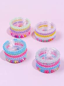 20pcs/Set Colorful Beaded Bracelets For Girls, Suitable For Parties, Holidays And Birthday Gifts