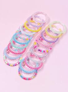 20pcs/Set Colorful Beaded Bracelets For Girls, Suitable For Parties, Holidays And Birthday Gifts