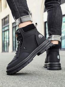 Botas de couro pretas masculinas, botas de cano alto estilo western, nova chegada