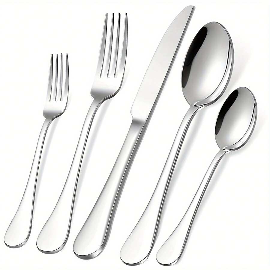 The 60Piece Stainless Steel Flatware Set For 12 People Contains Forks