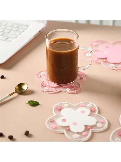 1 pieza Posavasos de escritorio con forma de flor, para taza de café, taza de leche y té, en varios tamaños, almohadilla aislante para proteger tu escritorio, útiles de oficina - útiles escolares - regalo de Navidad - regalo de Acción de Gracias - posavasos de café - posavasos de restaurante