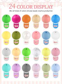 96pcs/192pcs 15mm Silicone Beads, Used For Keychain Making, Loose Silicone Beads For Bracelet Making Necklaces, And Circular Silicone Beads For Pens - Silicone Bead Set - View 4