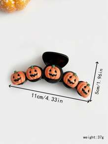 1pc New Acrylic Pumpkin Hair Clip, Halloween Holiday Costume Decoration Fall Winter Claw Clip Hair Accessories For Women For Vacation Outfits Woman