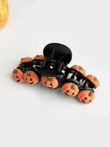 1pc New Acrylic Pumpkin Hair Clip, Halloween Holiday Costume Decoration Fall Winter Claw Clip Hair Accessories For Women For Vacation Outfits Woman