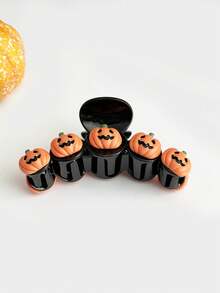 1pc New Acrylic Pumpkin Hair Clip, Halloween Holiday Costume Decoration Fall Winter Claw Clip Hair Accessories For Women For Vacation Outfits Woman