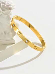 1pc/2pcs/3pcs Stainless Steel Bracelet, Personalized Design For Men And Women, Heart-Shaped Zirconia Bracelet, Jewelry Accessories Gift, Gold Jewelry, Women's Bracelet Accessories, Women's Stainless Steel Bracelet, Women's Western Style Jewelry - Bracelet - View 12