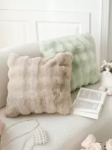 1 件波浪图案毛绒正面和毛绒背面抱枕套适用于家庭客厅卧室装饰（无插入物） - 彩色 - 查看 6