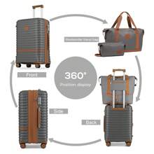 Juego de equipaje Joyway de 3 piezas con ruedas giratorias, equipaje de viaje de carcasa dura expandible con candado TSA, maleta de viaje, maleta, resistente - Gris - Ver 4