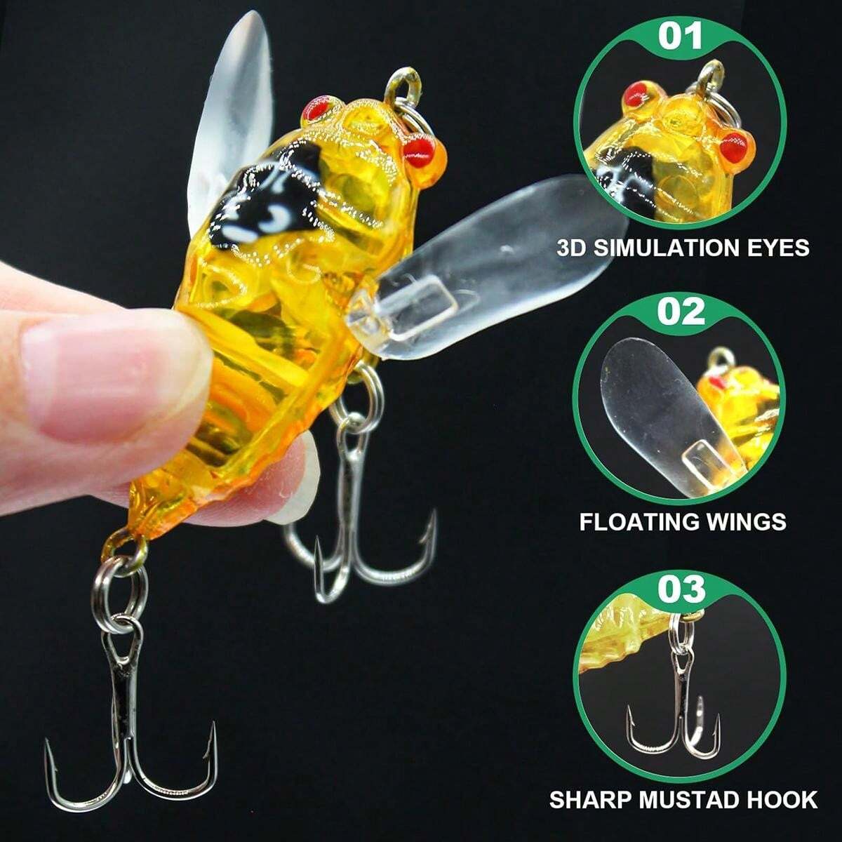 Juego de señuelos de pesca artificiales de 10 piezas 3D 2.5 3.0 3.5 Gancho Cebos de camarones biónicos de madera | en línea