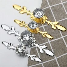 5 Pieces Set Of Elegant Gold Rhinestone Crystal Glass Handles With Tray - Polished Finish, Highly Attractive Multifunctional Kitchen, Bathroom And Office Decorative Glass Handles, Crystal Handles For Drawers And Cabinets - Multicolor - View 11