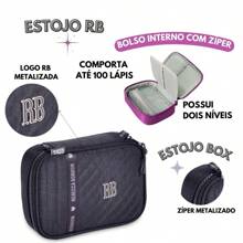 Loja Megalomania Rebecca Bonbon Simple Black Box Case Launch RB Metallic Original Spacious Girls Back To School - màu đen - Xem 2